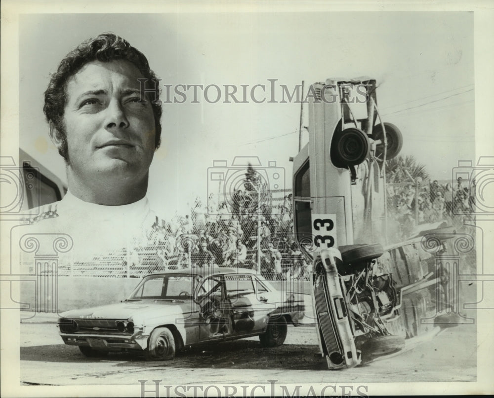 1973 Press Photo Auto racing stunt driver Mitch Burney - sas05189 - Historic Images