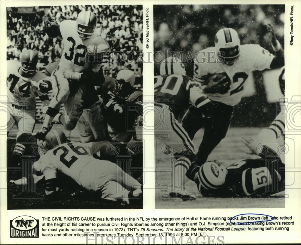 NFL football greats Jim Brown, left, and O.J. Simpson, right - Historic ...