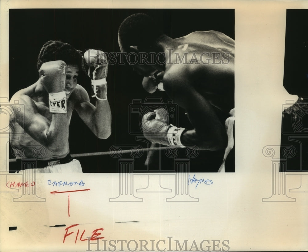 Boxer Chango Carmona with Opponent in Ring-Historic Images