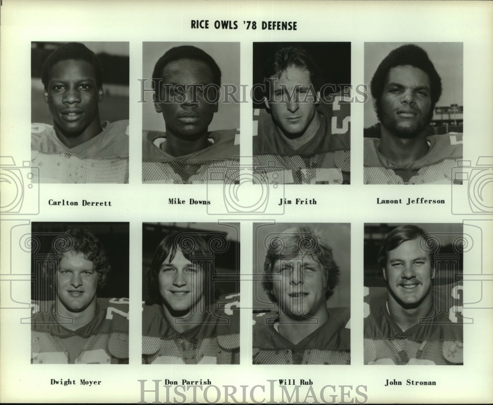 1978 Press Photo Rice Owls Football Defense - sas05710- Historic Images