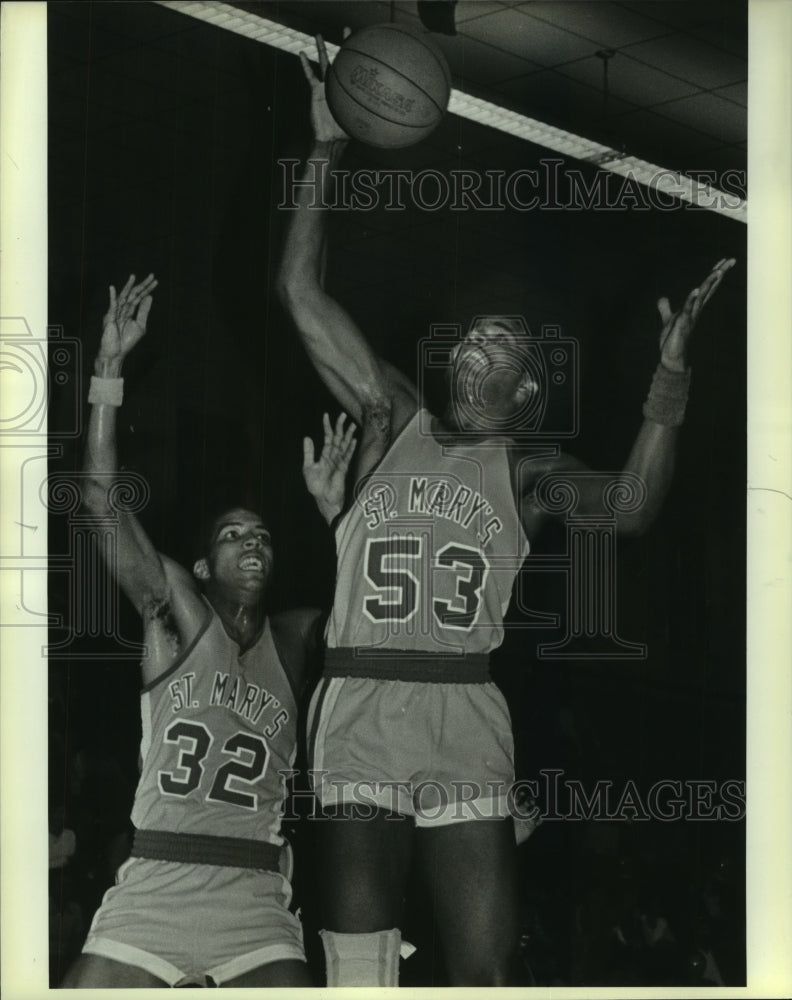 St. Mary&#39;s basketball players Russell Johnson and James Douglas-Historic Images