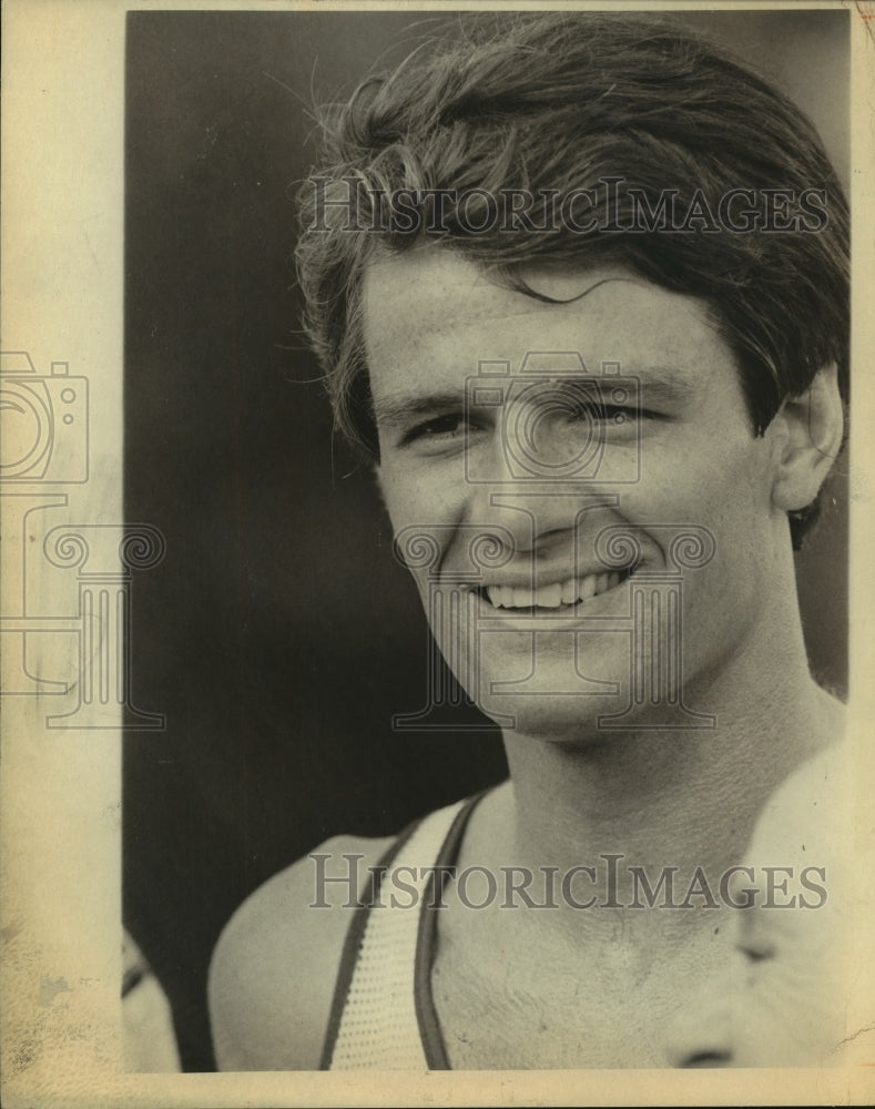1982 Press Photo Pentathlete Mike Burley, First Place Winner - sas05929- Historic Images