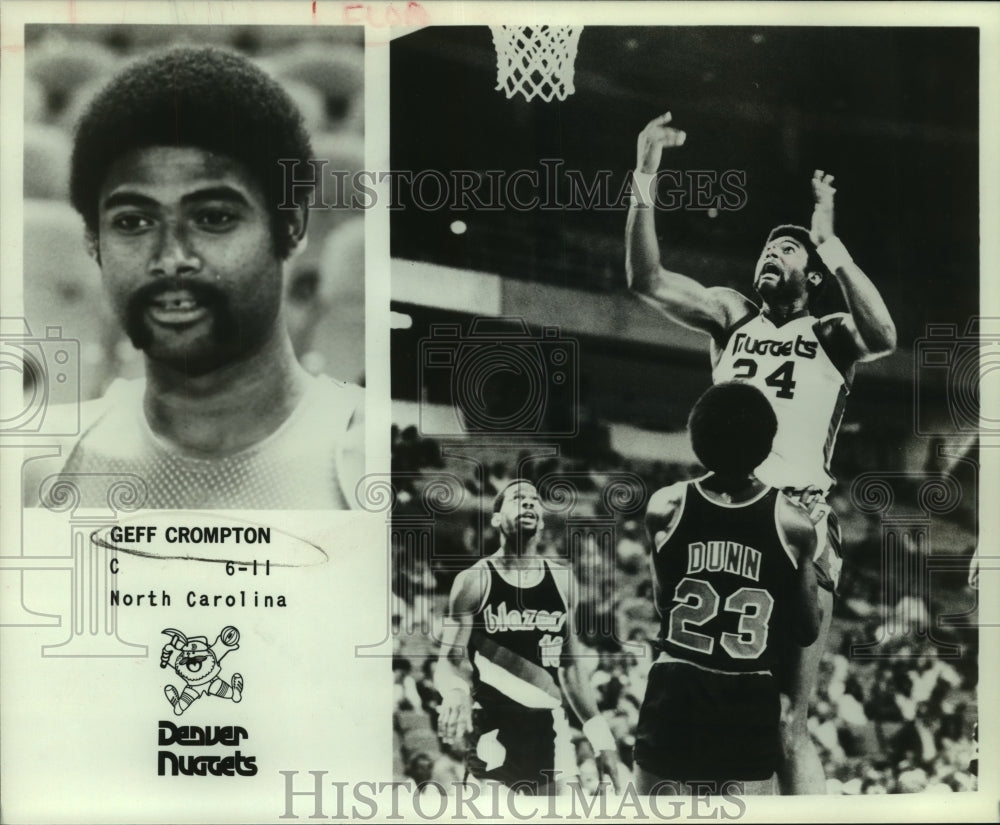 1979 Press Photo Geff Crompton, Denver Nuggets Basketball Player at Game - Historic Images