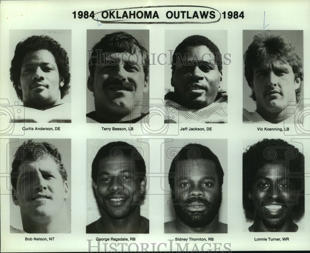 1984 Press Photo Oklahoma Outlaws Football Team Players - sas06586 - Historic Images