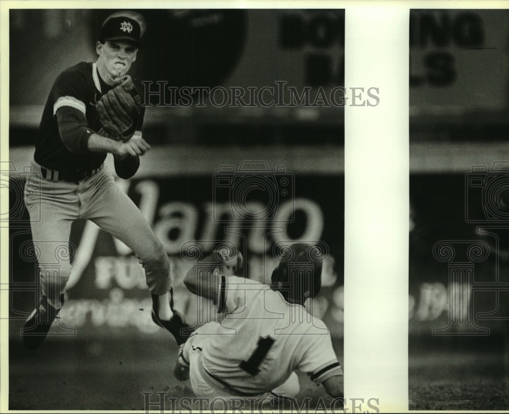 1987 Press Photo Notre Dame Versus Southwest Texas College Baseball Game- Historic Images