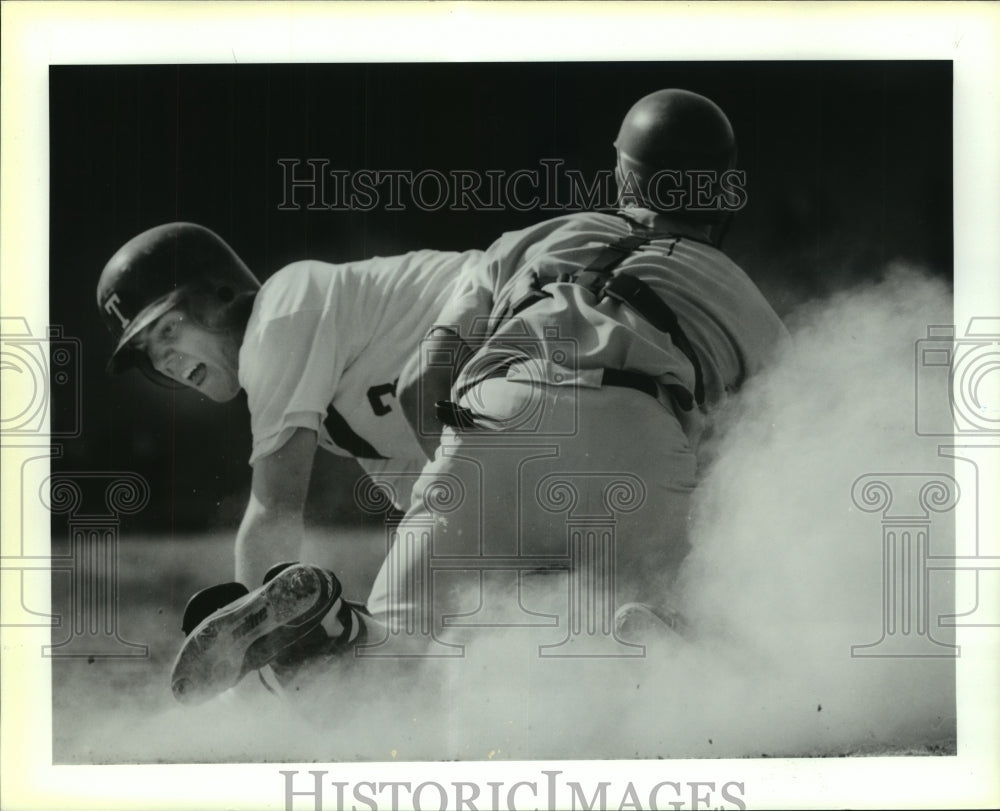 1990 Press Photo Greg Wolfe, Trinity College Baseball Player at Schreiner Game-Historic Images