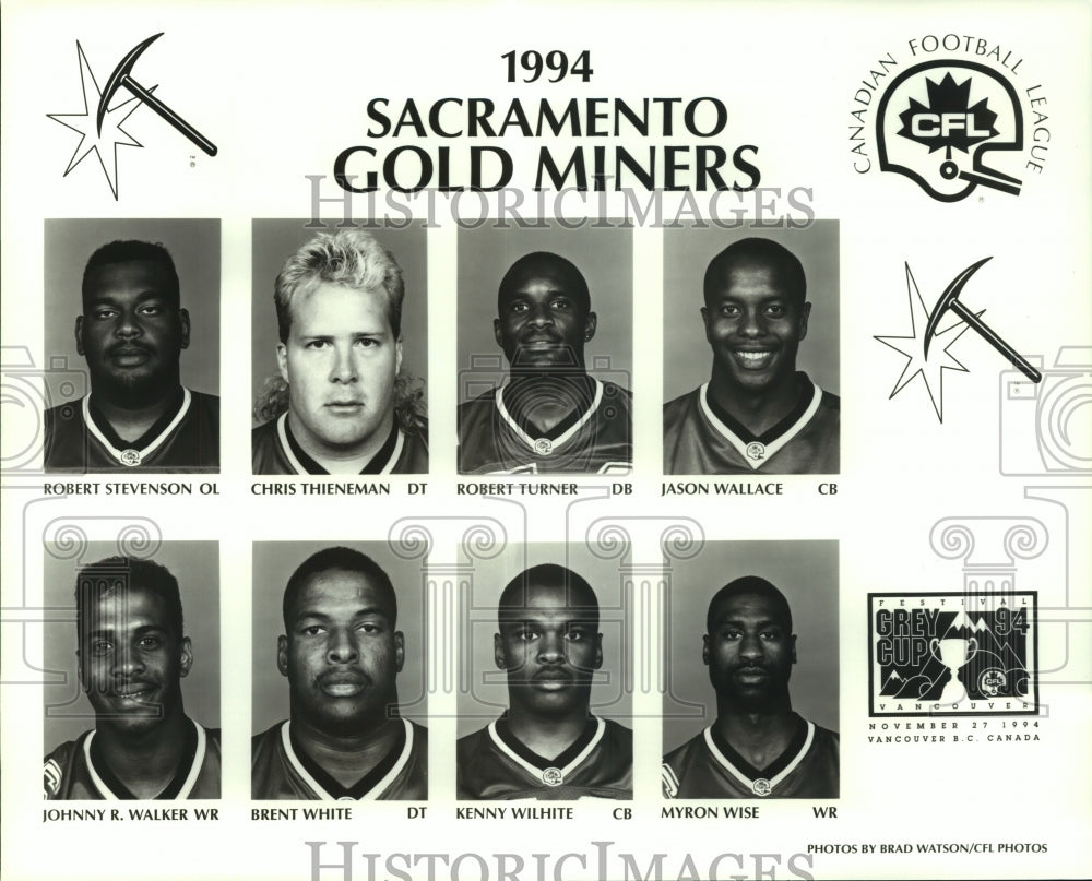 1994 Press Photo Sacramento Gold Miners football mug shots - sas06712 - Historic Images