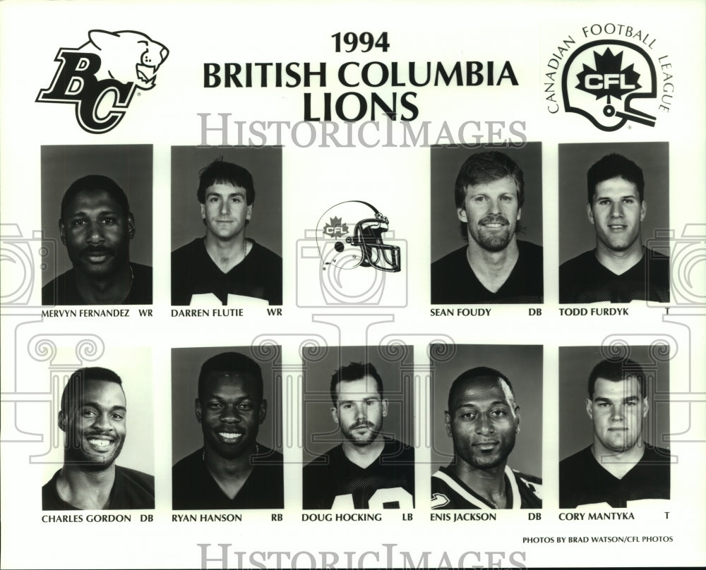 1994 Press Photo British Columbia Lions football team mug shots - sas06739 - Historic Images