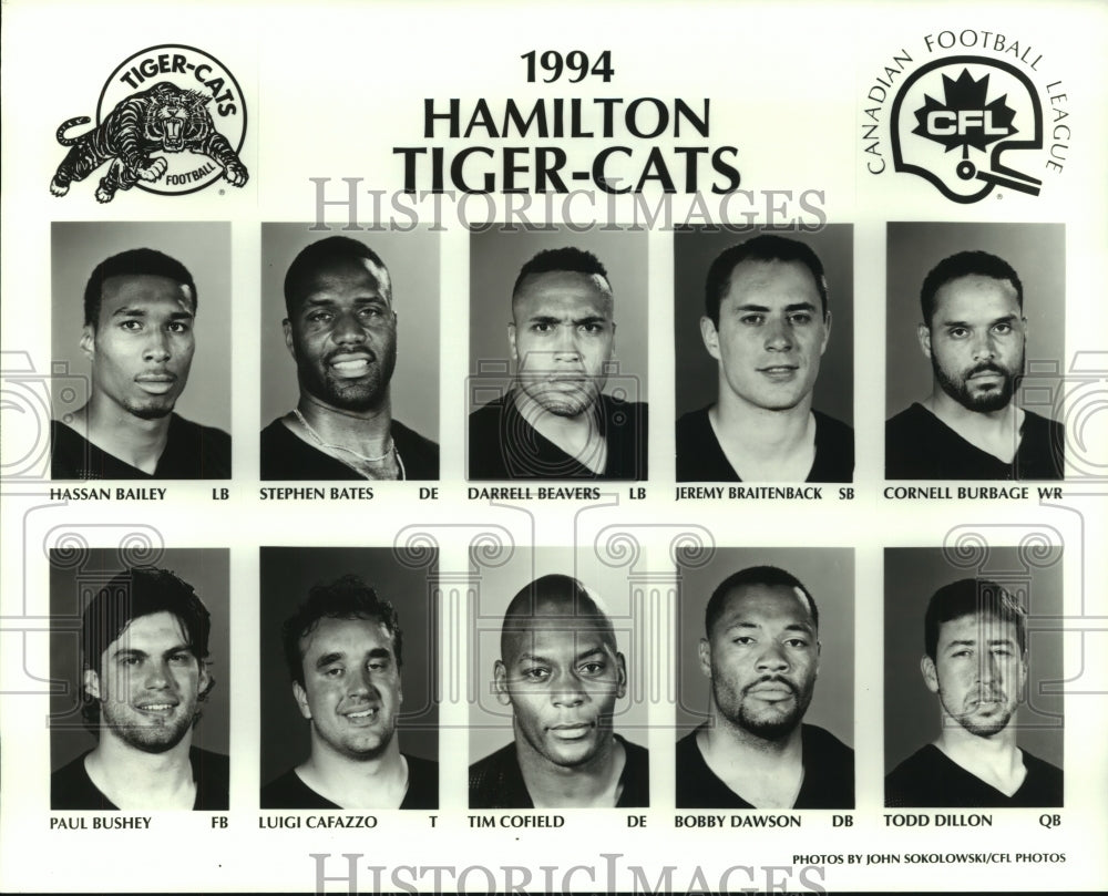 1994 Press Photo Hamilton Tiger-Cats Canadian Football League Team Players - Historic Images