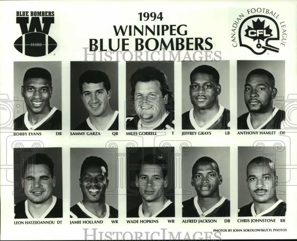 1994 Press Photo Winnipeg Blue Bombers Canadian Football League Team Players - Historic Images