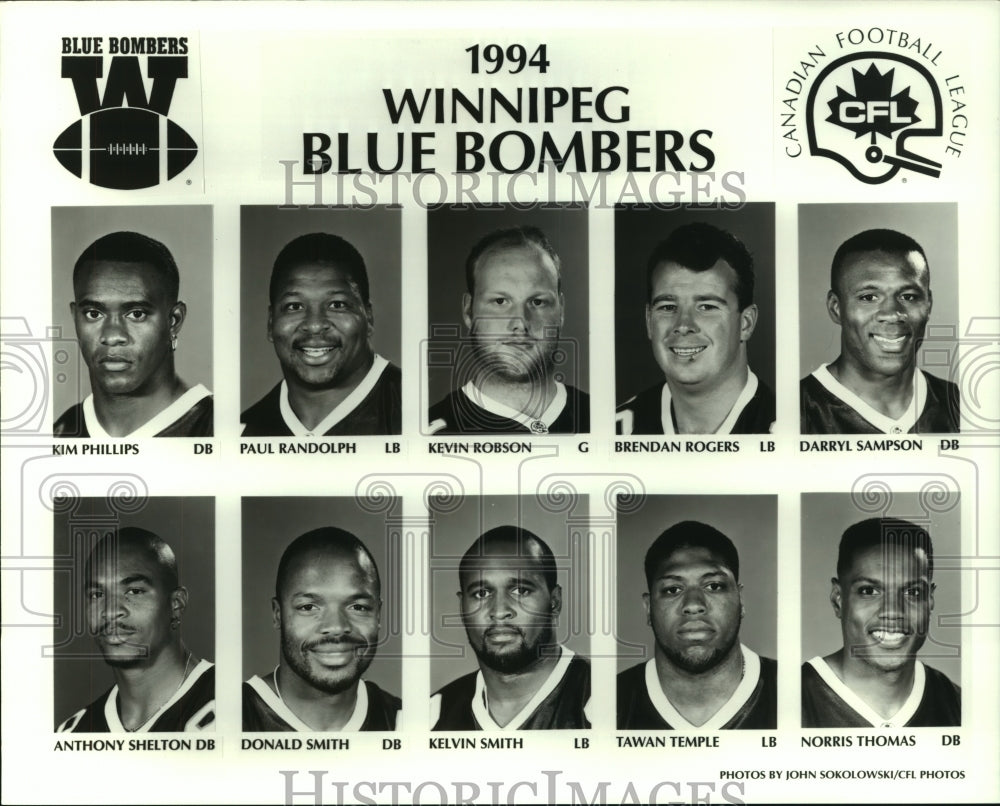 1994 Press Photo Winnipeg Blue Bombers Canadian Football League Team Players - Historic Images
