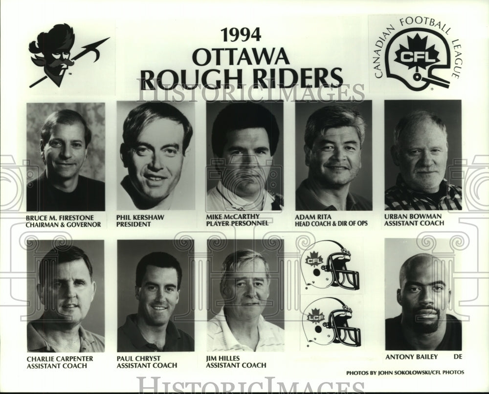 1994 Press Photo Ottawa Rough Riders Canadian Football League Coaching Staff - Historic Images