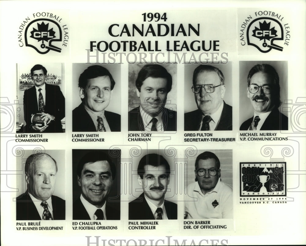 1994 Press Photo Canadian Football League Commissioner Larry Smith and Officials - Historic Images