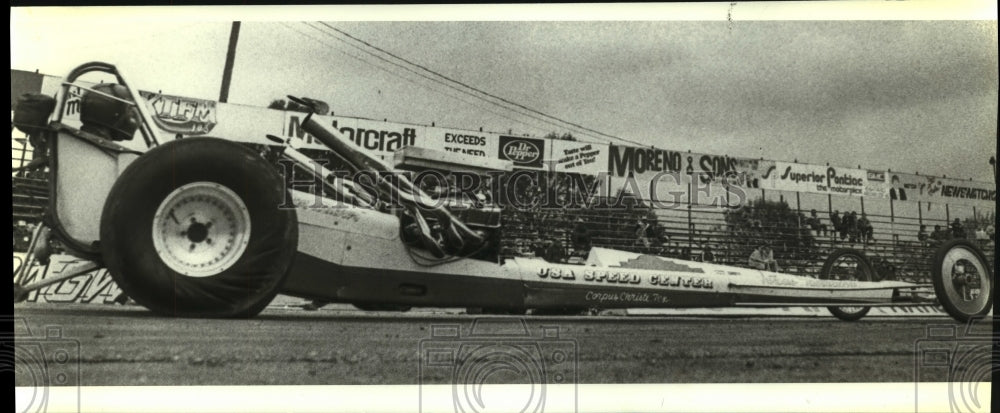 1983 Press Photo USA Speed Center Drag Racing Car on the Track - sas06814- Historic Images