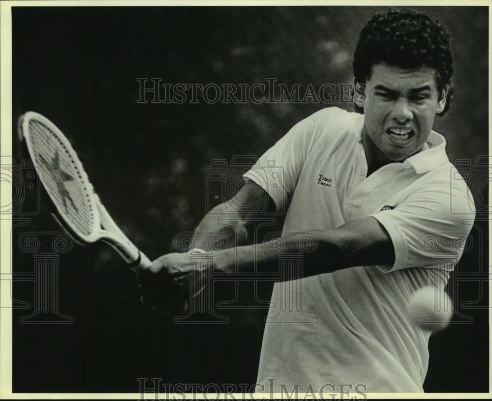 1987 Press Photo M. Silva, Trinity College Tennis Player at Clemson Match - Historic Images