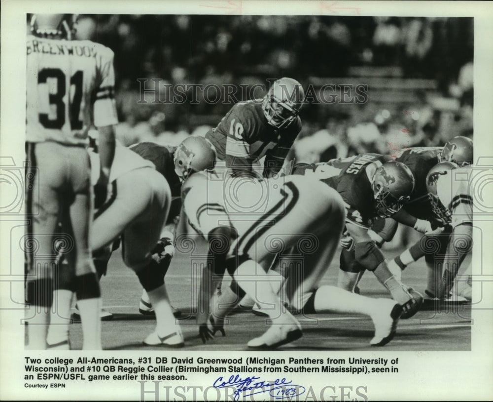 1983 Press Photo Michigan and Birmingham College Football Players at Game - Historic Images