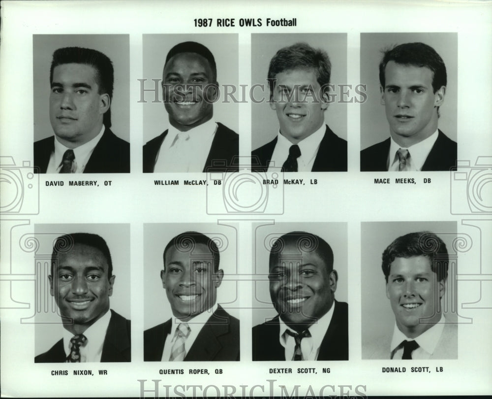 1987 Press Photo Rice University College Football Team Members - sas06971 - Historic Images