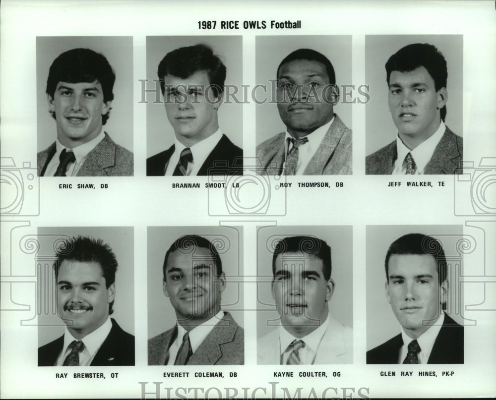 1987 Press Photo Rice University College Owls Football Team Members ...