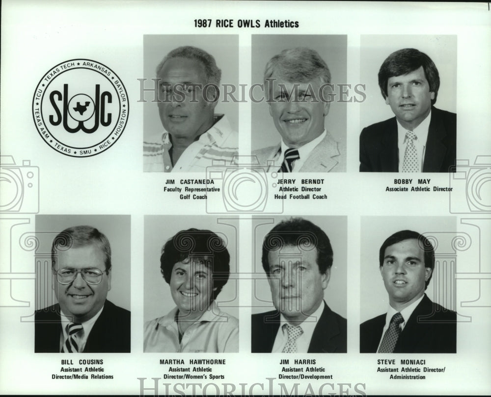 1987 Press Photo Rice University College Owls Athletics Directors and Staff-Historic Images