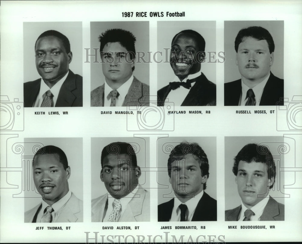 1987 Press Photo Rice University College Owls Football Team Players - sas06983 - Historic Images