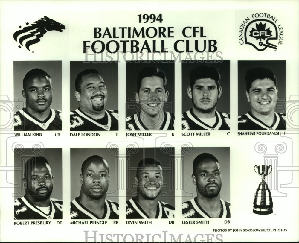 1994 Press Photo Baltimore Canadian Football League Team Players - sas07031 - Historic Images