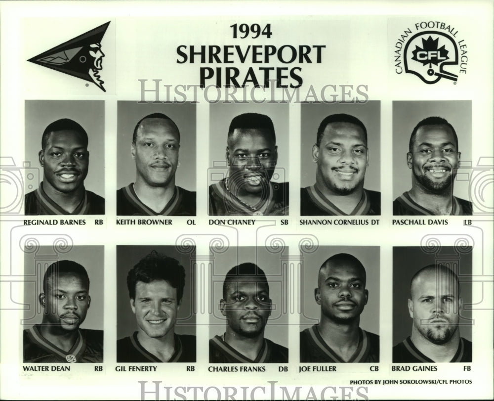 1994 Press Photo Shreveport Pirates Canadian Football League Team Players - Historic Images