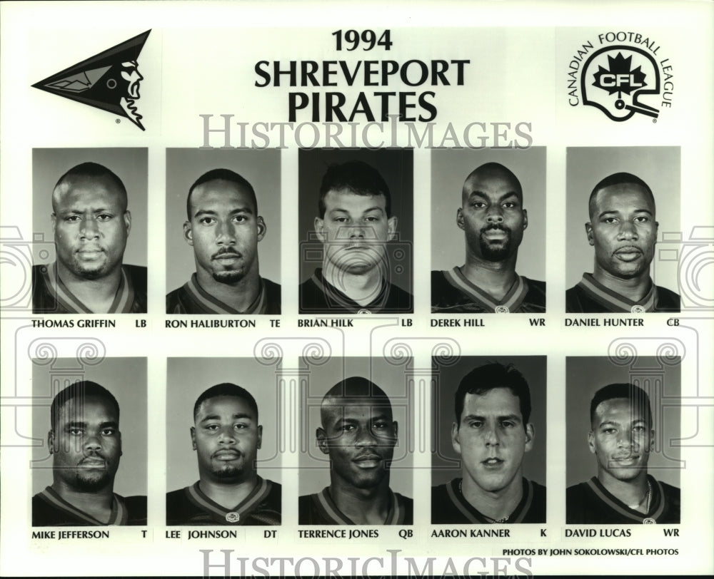 1994 Press Photo Shreveport Pirates Canadian Football League Team Players - Historic Images