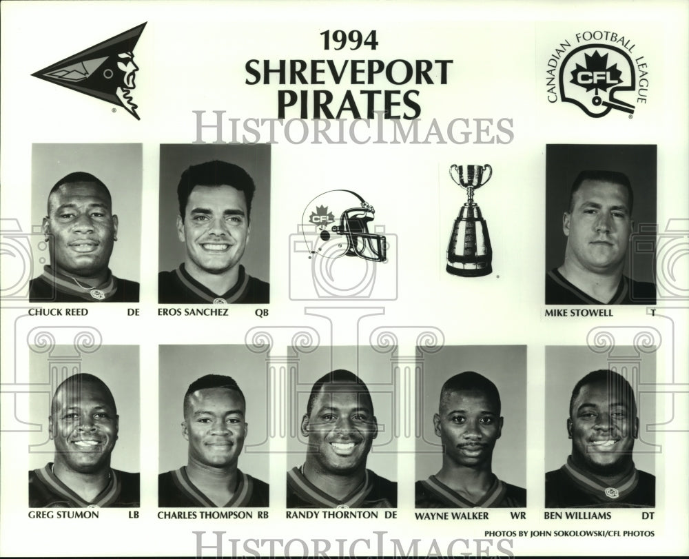1994 Press Photo Shreveport Pirates Canadian Football League Team Players - Historic Images
