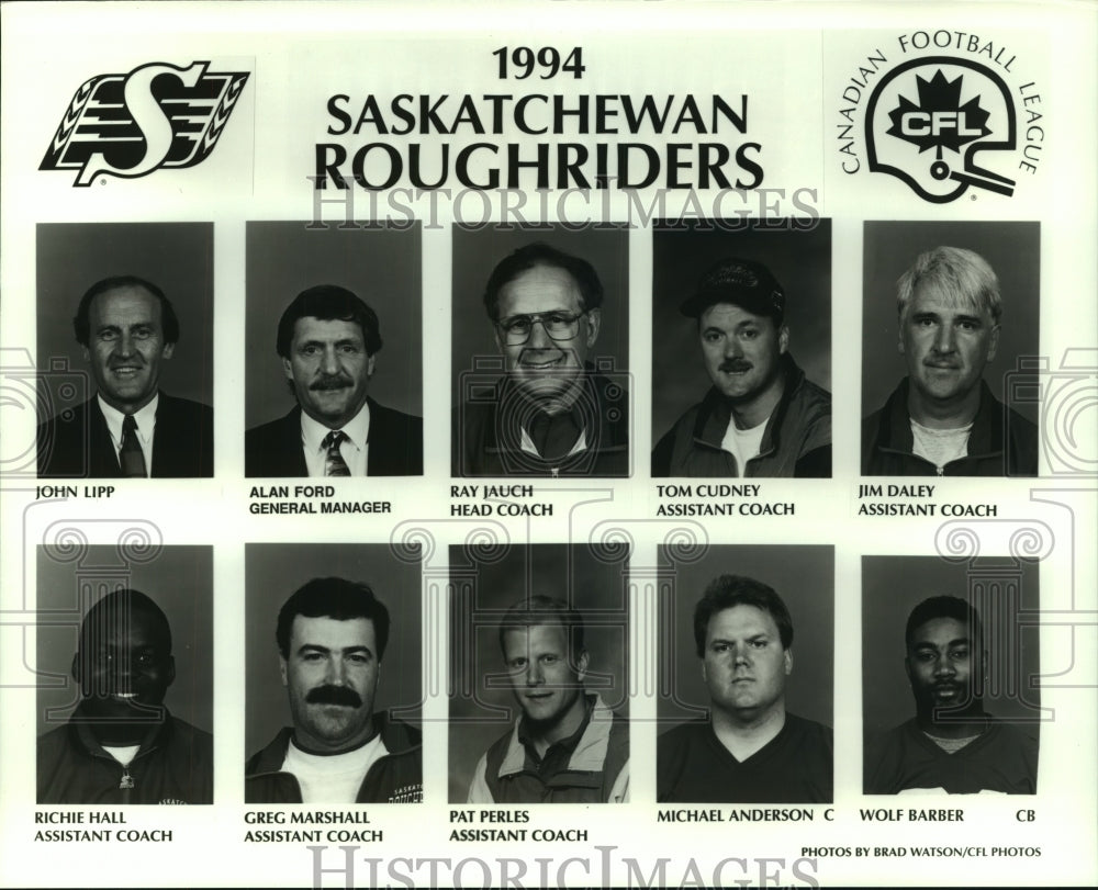 1994 Press Photo Saskatchewan Roughriders Canadian Football League Coaches - Historic Images