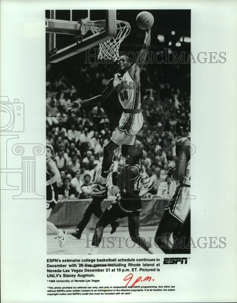 1988 Press Photo Stacey Augmon, University of Nevada Las Vegas Basketball Player - Historic Images