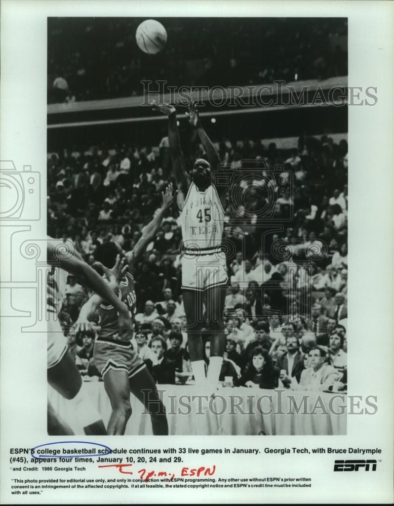 1986 Press Photo Georgia Tech college basketball player Bruce Dalrymple - Historic Images