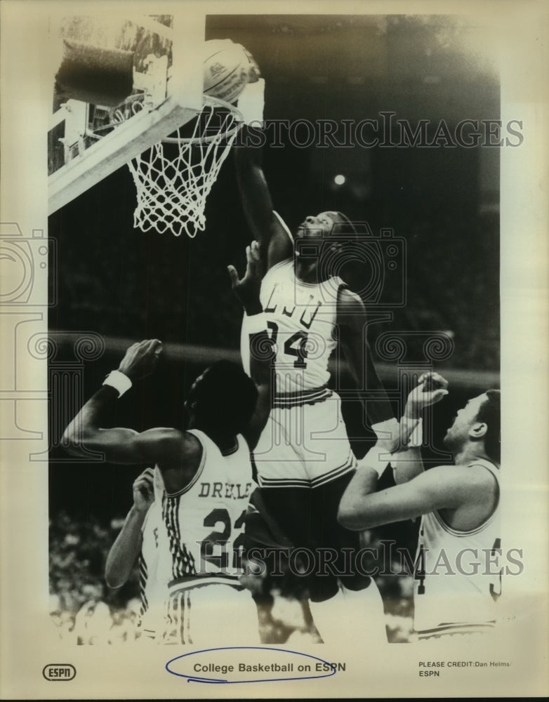 Press Photo Louisiana State University College Basketball Players at Game - Historic Images