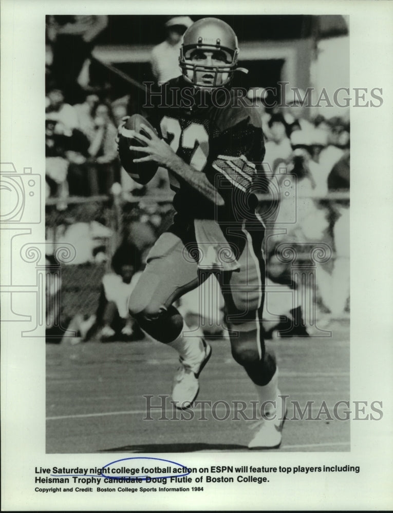 1984 Press Photo Doug Flutie, Boston College Football Player at Televised Game - Historic Images
