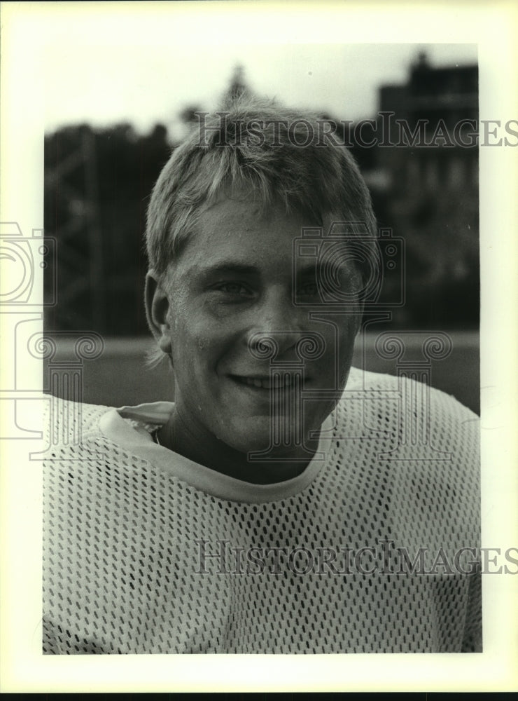 1987 Press Photo Trinity football kicker Brent Ogren - sas07165- Historic Images