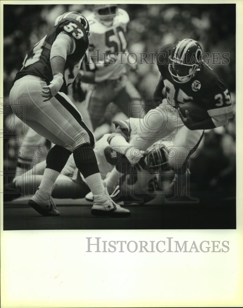 1986 Press Photo Dallas Cowboys Football Player Mike Hegman at Washington Game - Historic Images