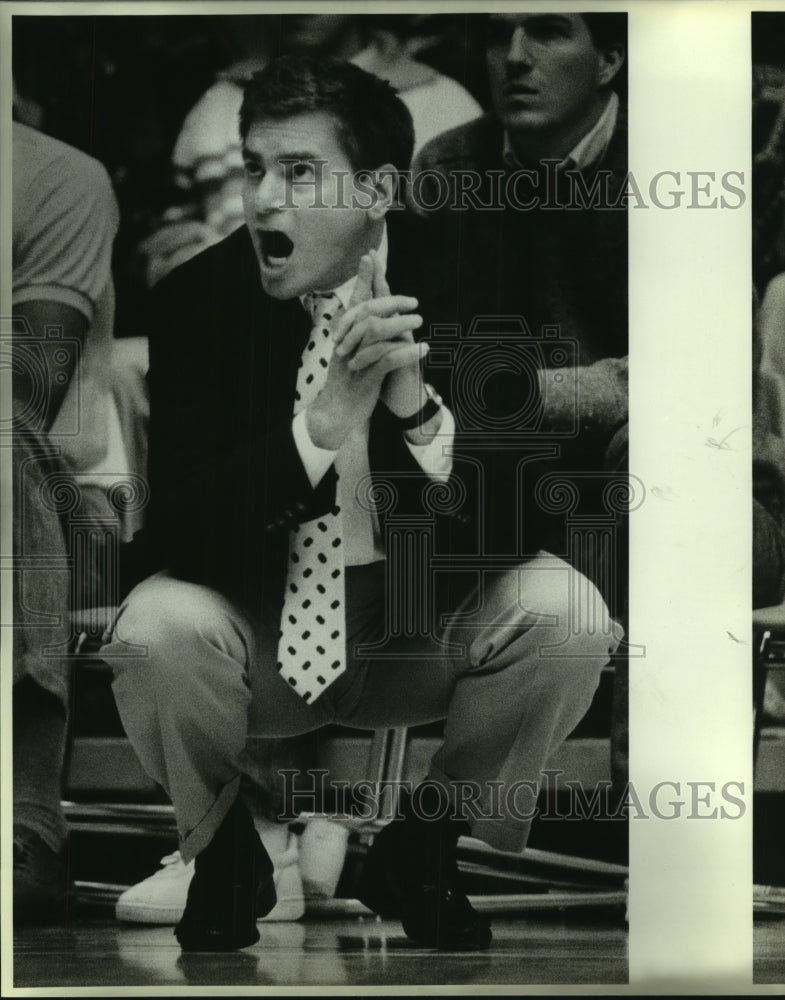 1987 Press Photo Ken Burmeister University of Texas San Antonio Basketball Coach - Historic Images