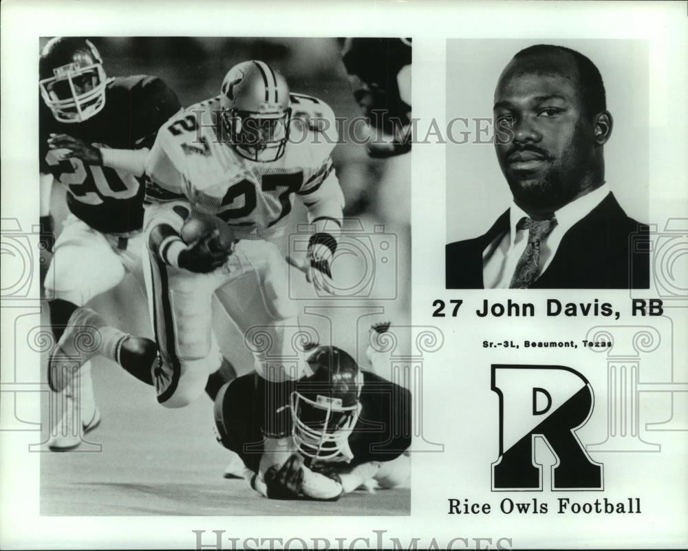 Press Photo John Davis, Rice Owls Football Team Runningback - sas07402 - Historic Images