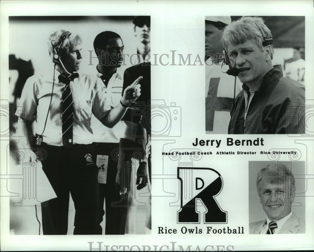 Press Photo Jerry Berndt, Rice Owls Football Head Coach and Athletic Director - Historic Images