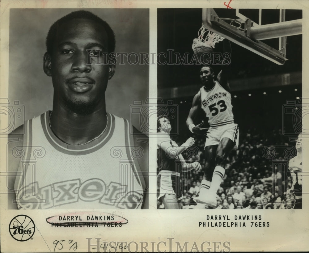 1979 Press Photo Darryl Dawkins, Philadelphia 76ers Basketball Player at Game - Historic Images