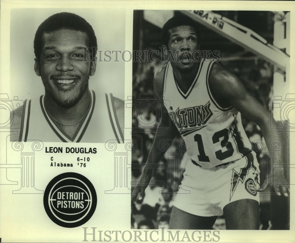 Press Photo Leon Douglas, Detroit Pistons Basketball Player at Game - sas07516 - Historic Images
