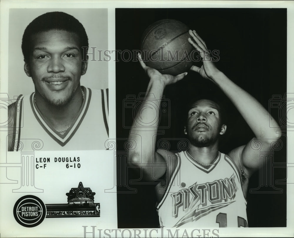 1979 Press Photo Leon Douglas, Detroit Pistons Basketball Player at Game - Historic Images