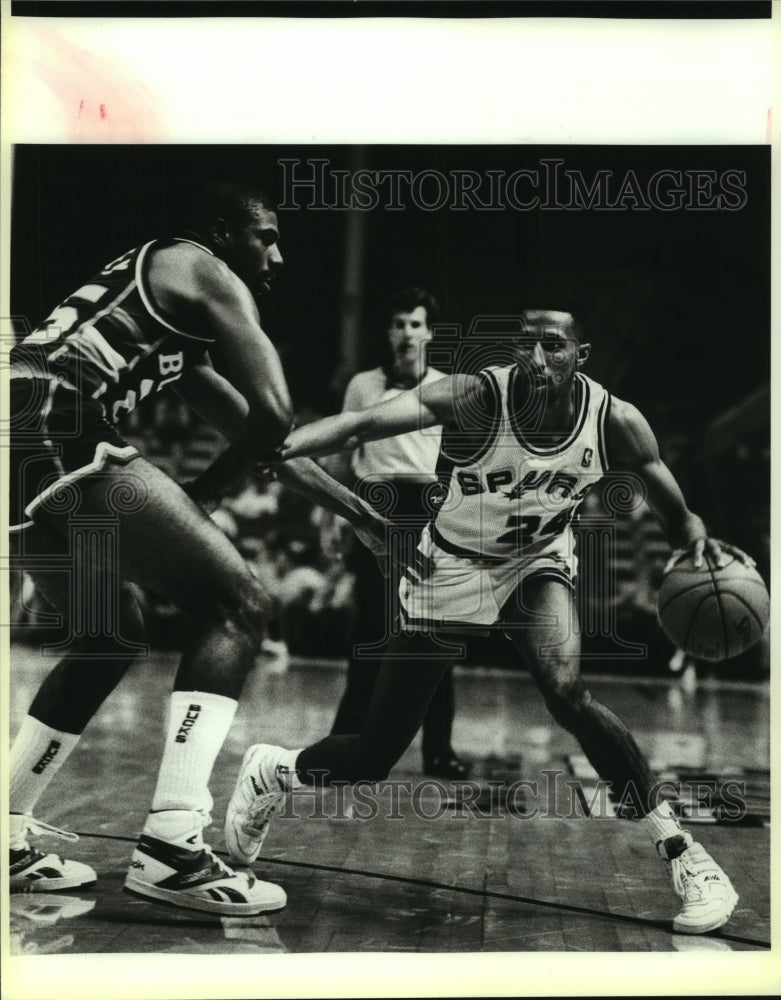 1987 Press Photo Johnny Dawkins, San Antonio Spurs Basketball Player - sas07637 - Historic Images