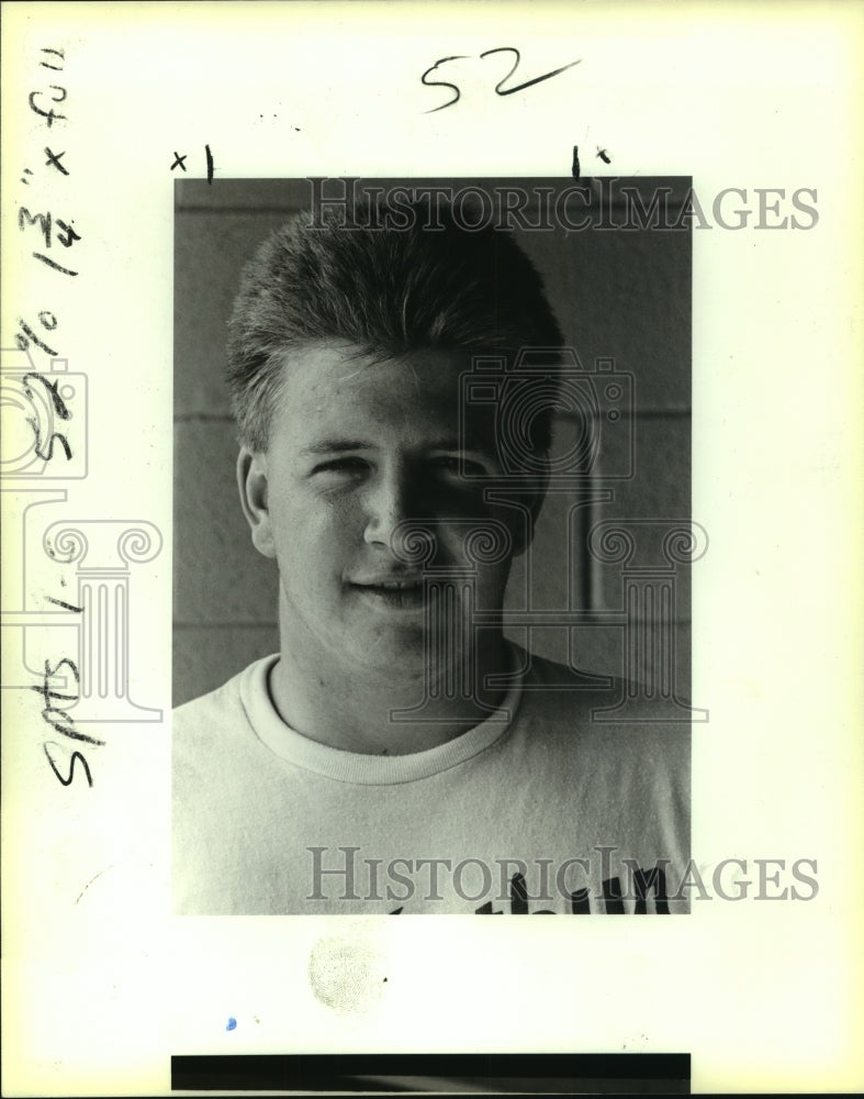 1987 Press Photo Brett Oldham, MacArthur High School Baseball Player - sas07678 - Historic Images