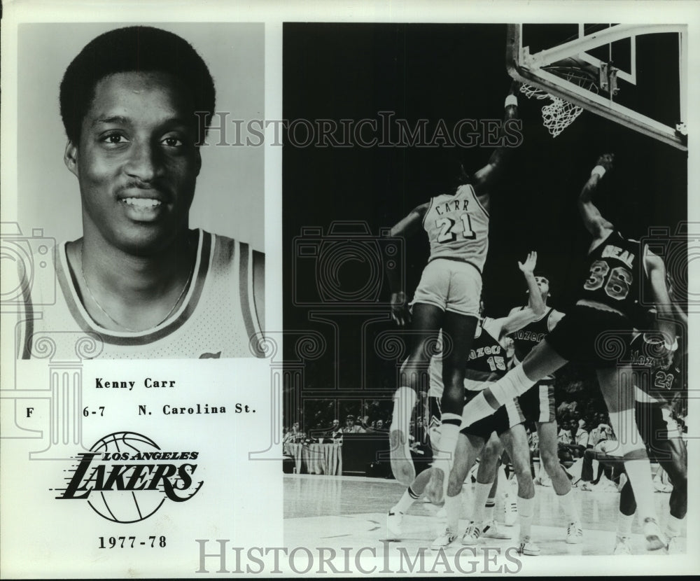 1977 Press Photo Kenny Carr, Los Angeles Lakers Basketball Player at Game - Historic Images