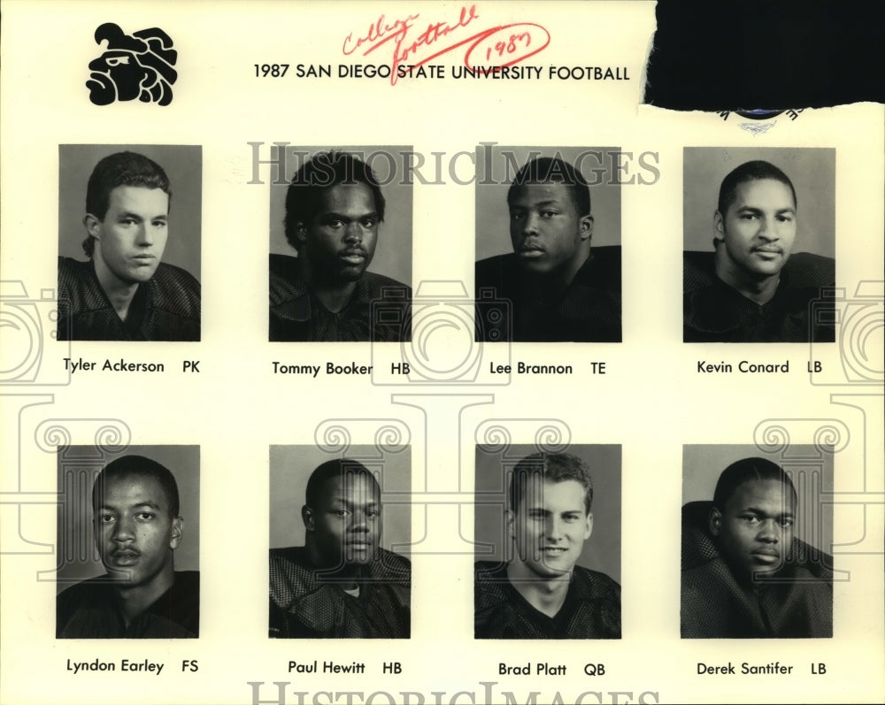 1987 Press Photo San Diego State University College Football Team Players - Historic Images