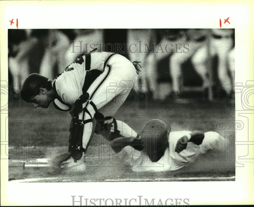 1988 Press Photo Crockett and Jay High School Baseballl Players at Game - Historic Images