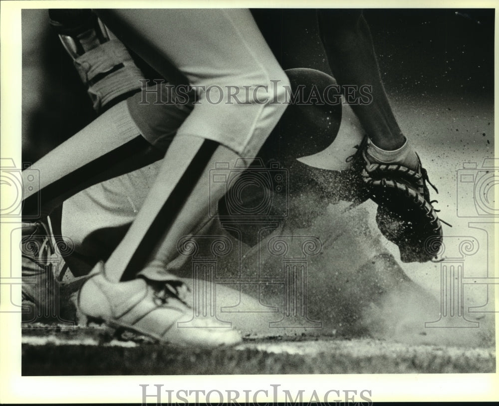 1989 Press Photo Lee and Madison high schools play prep baseball - sas07812 - Historic Images