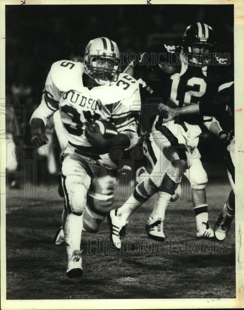 1983 Press Photo Judson and Churchill High School Football Players at Game- Historic Images