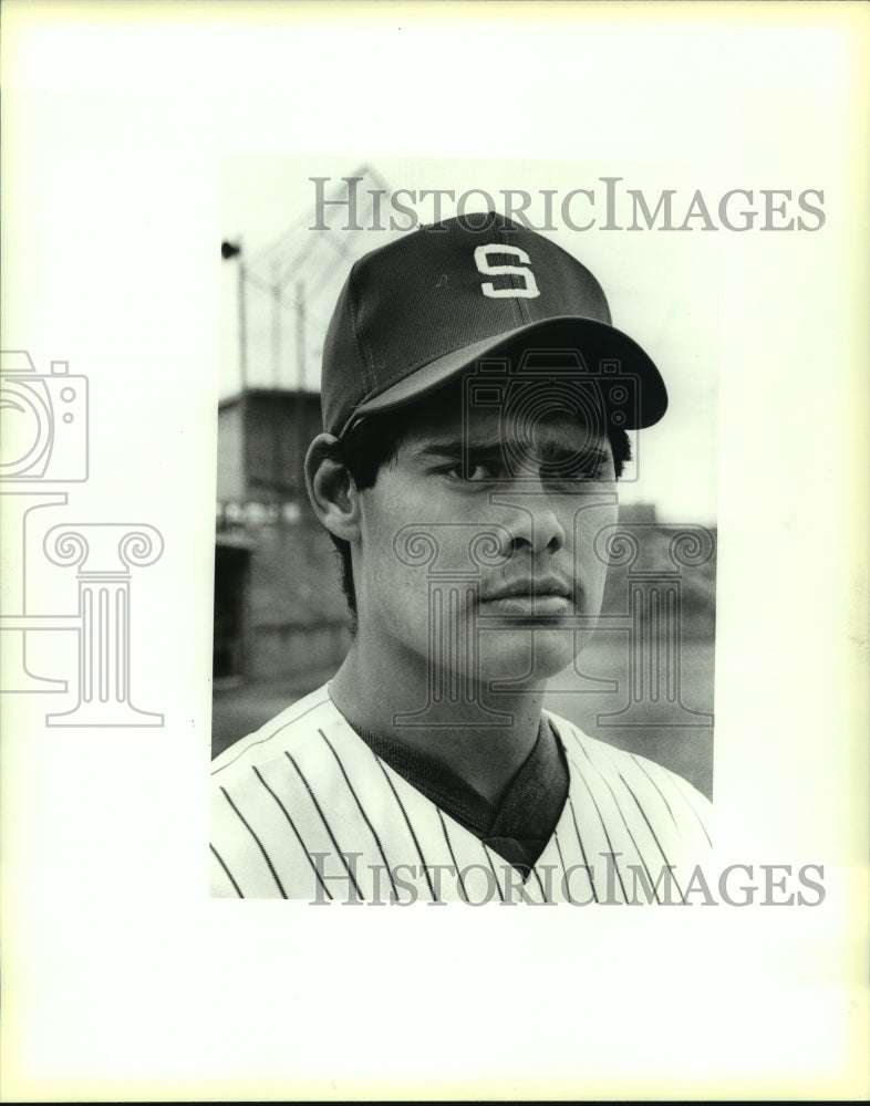 1987 Press Photo Albert Araiza, South San Antonio Baseball Player - sas07902 - Historic Images