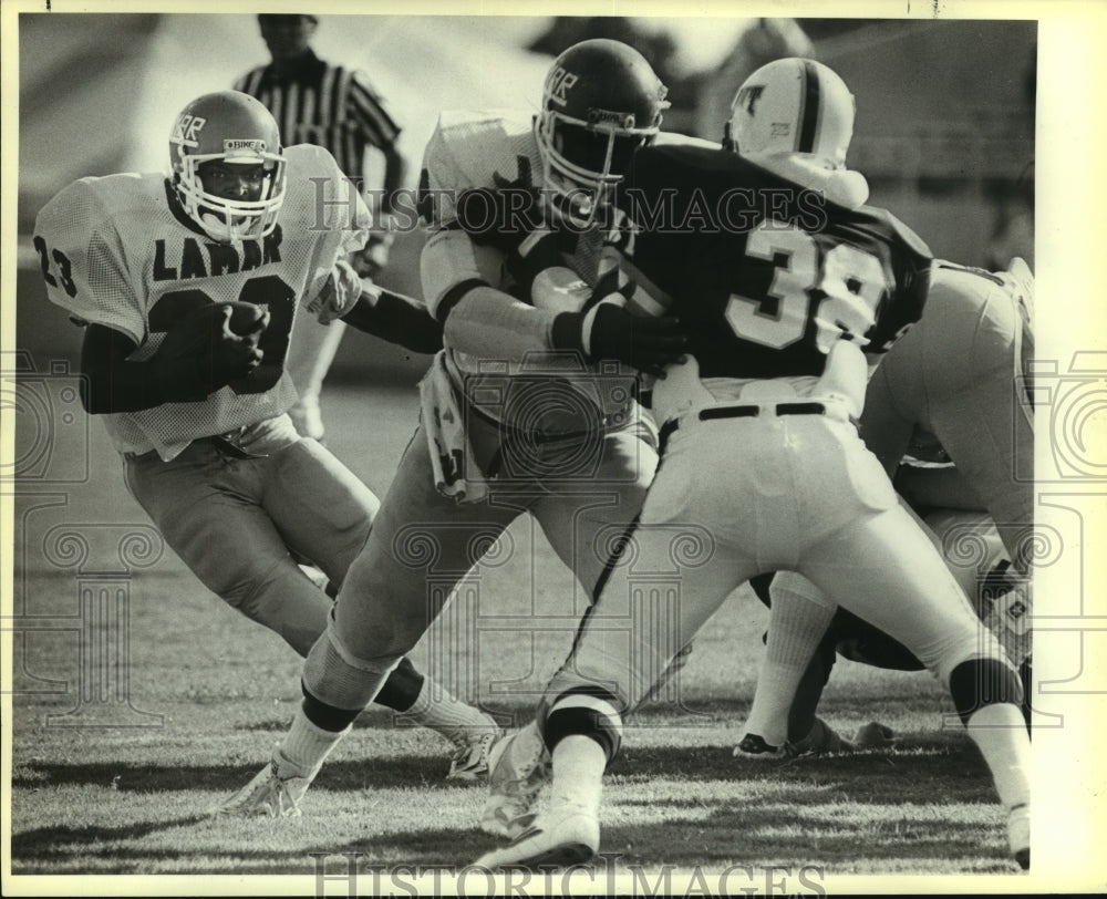 1985 Press Photo Burton Murchison, Lamar College Football Player at Game - Historic Images